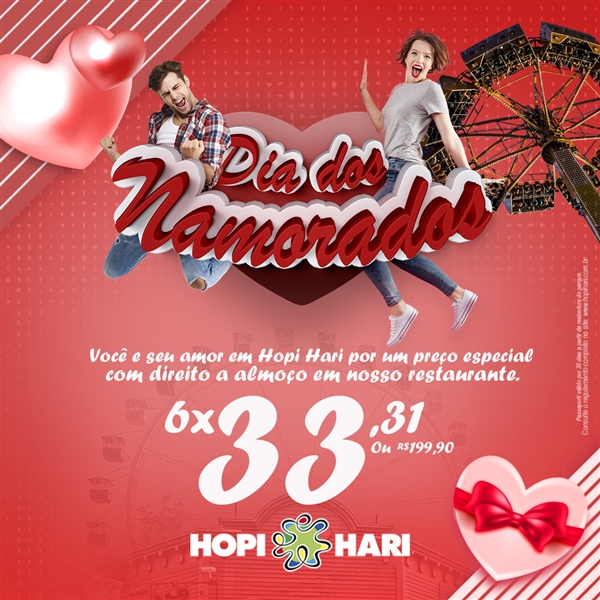 Dia dos Namorados: Hopi Hari faz campanha para casais com um dia no parque  mais almoço no Saloon